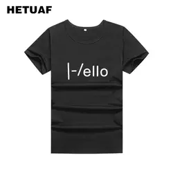 HETUAF Hello 2018 Harajuku футболка с принтом женщины-хипстеры Ulzzang черная белая футболка женская tumblr панк рок футболка Femme