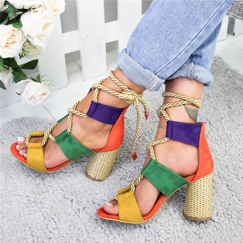 

Dropship 2019 Summer Wedge Espadrilles Women Sandals Heel Pointed Fish Mouth Gladiator Sandal Hemp Rope Lace Up Platform Sandal