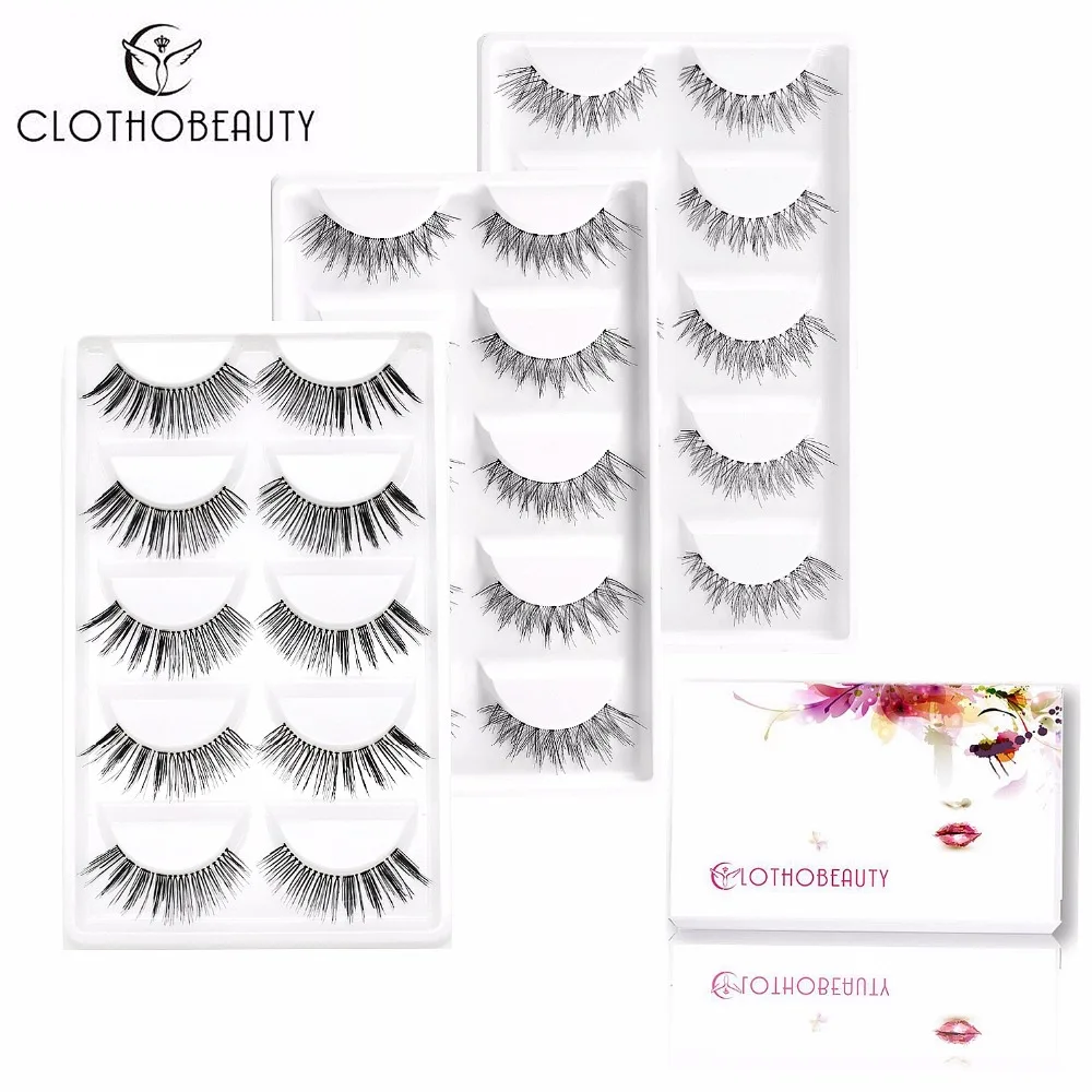 False Nature Eyelashes,CLOTHOBEAUTY 15 Pairs Handmade Fake Eyelashes