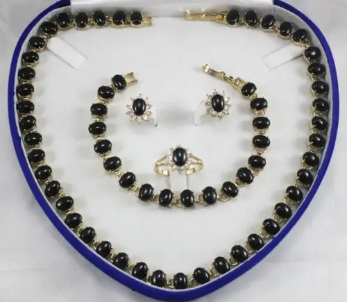 

Hot sale new Style >>>>>New ! Beautiful black agate necklace \ bracelet \ earrings \ Ring 7-9 #