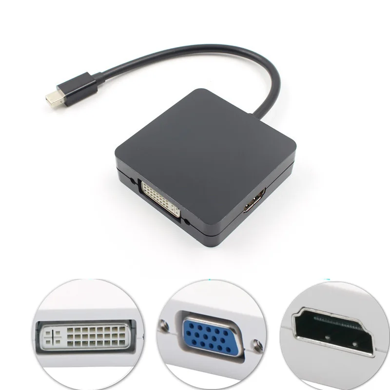 3 в 1 Мини Дисплей Порты и разъёмы DP Thunderbolt к DVI, VGA, HDMI Кабель-адаптер для Macbook Microsoft Surface Pro 1 2 3 4 черный/белый um