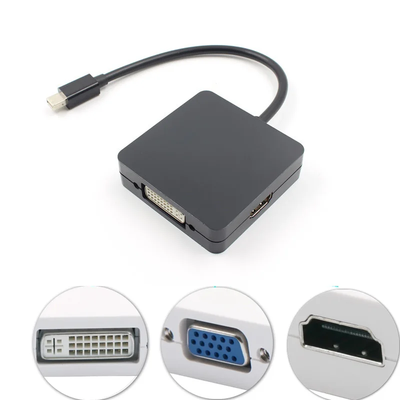 3 в 1 мини дисплей порт DP Thunderbolt к DVI адаптер VGA HDMI кабель для MacBook microsoft surface pro 1 2 3 4 черный/белый