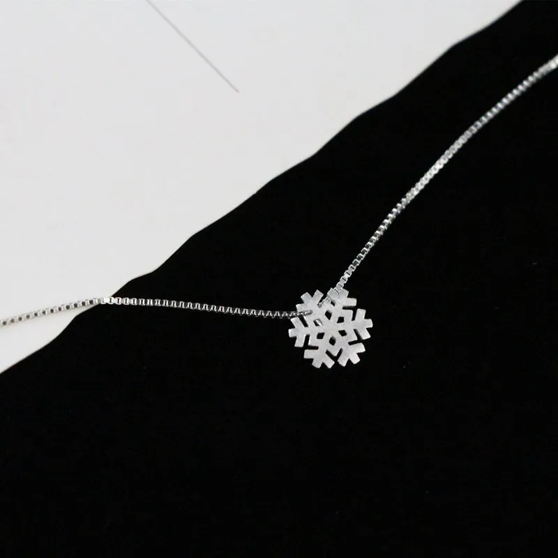 Модное ювелирное изделие 925 пробы Серебряное колье с кулоном в виде снежинки подвески для женщин Длинная цепочка ожерелье