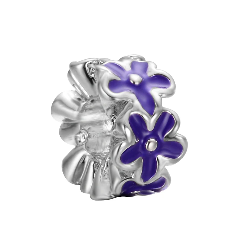 Buy free shipping 1pc purple DARLING DAISIES SPACER Fits European Pandora Charm