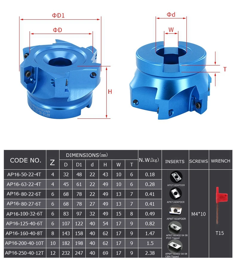 AHNO 400R AP16 алюминиевый сплав лица фрезерные держатели для APKT1604PDER APMT1604PDER APGT1604PDER и PCD CBN наконечники вставки