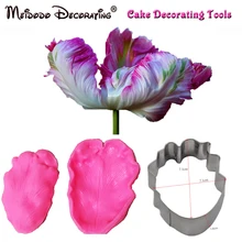 Tulipanes Parrot Pétalo Veiner Flor Veiner y Cortador de decoración de Pasteles Moldes de Silicona Fondant Sugarcraft Del Molde