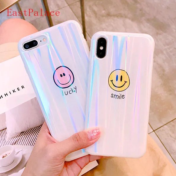 3D английская буква улыбка счастливый голограмма чехол для iPhone X Xs 8 7 6 6s Plus plus