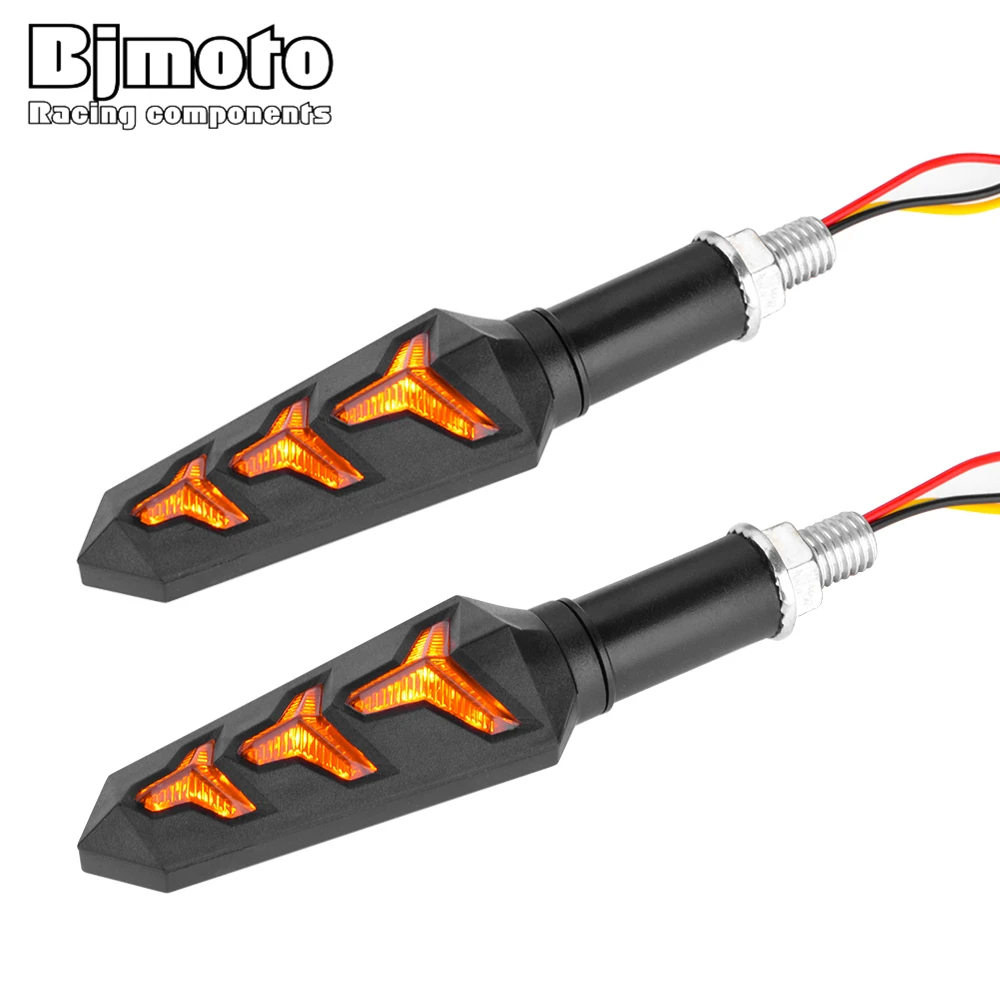 4x New Motorcycle LED Turn Signal Light Sequential Flowing LED Indicator Amber