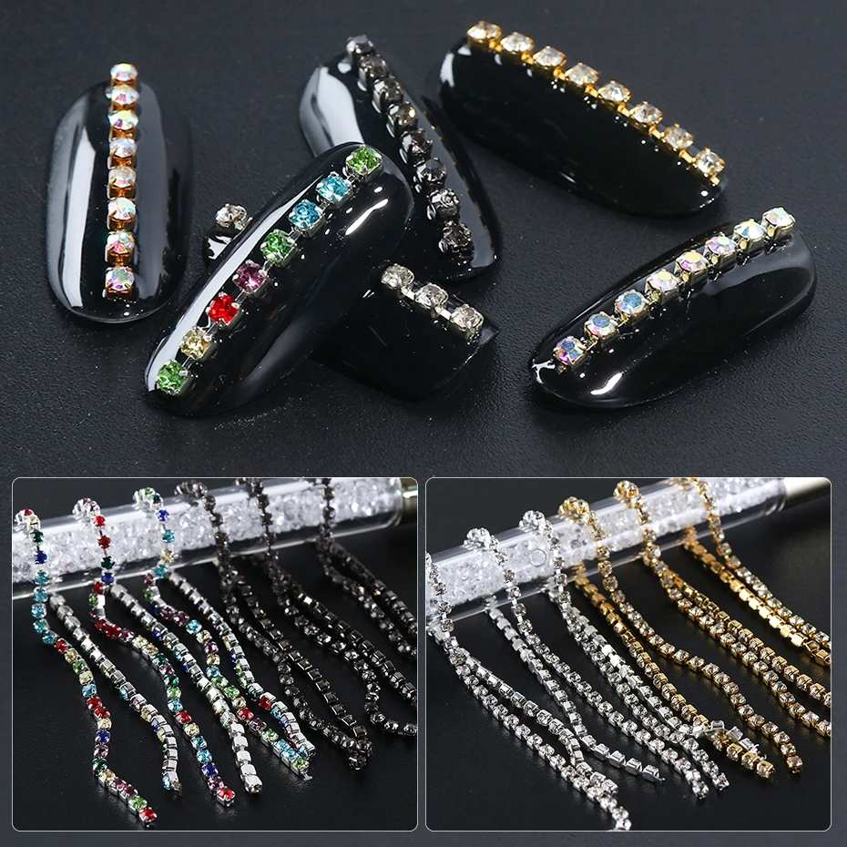 1pack Mixed Japanese Metal Chain Single Claw Nail Art Rhinetone DIY Charms Making Finding Jewelry Nail Decoration Manicure LE799