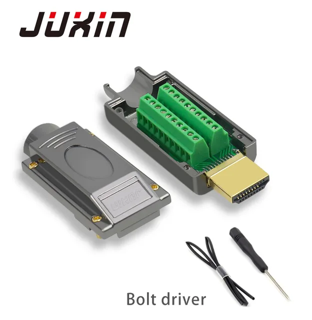 2pcs HDMI2.0 Male 19PIN Terminals Solderless Connector With Metal case HD Adapter Male Connector