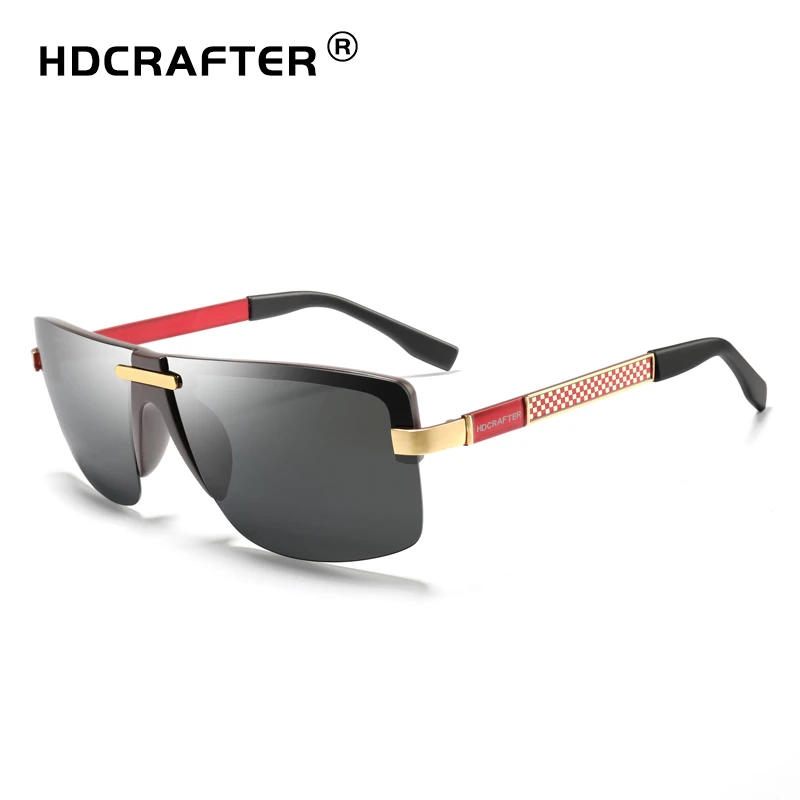 

HDCRAFTER 2018 Fashion Polarized Men Sunglasses UV400 Men's Sun Glasses for Driving Oversized Metal Frame Male Oculos