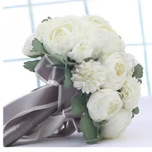Красивый белый свадебный цветок цвета слоновой кости Свадебный букет из искусственных цветов букет роз хрустальные свадебные букеты