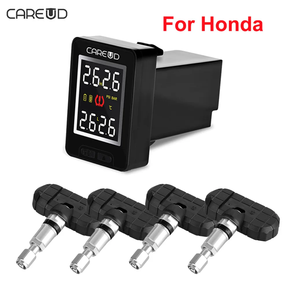

CAREUD U912 Car Wireless TPMS Tire Pressure Monitoring System with 4 Built-in Sensors LCD Display Embedded Monitor For Honda