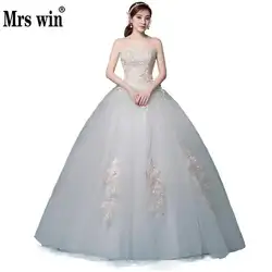 Свадебное платье без бретелек es 2019 Новое Mrs Win Vestido De Noiva кружевное вышитое бальное платье принцессы винтажное дешевое свадебное платье F