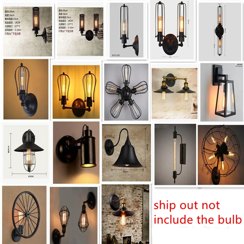 

American Retro Industrial Corridor for Creative Bedside Wall Lamp Iron Cafe Bar Outdoor Wall Sconce