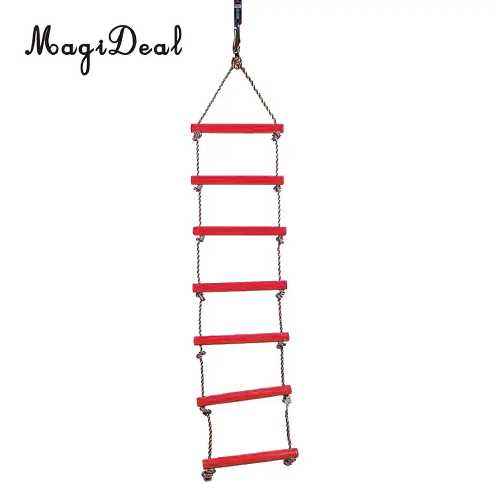 MagiDeal Safe Kids Indoor Outdoor Playhouse 6 Rungs Rope Climbing Ladder Play Sport Fun Toy for Garden Treehouse 120KG 2Colors
