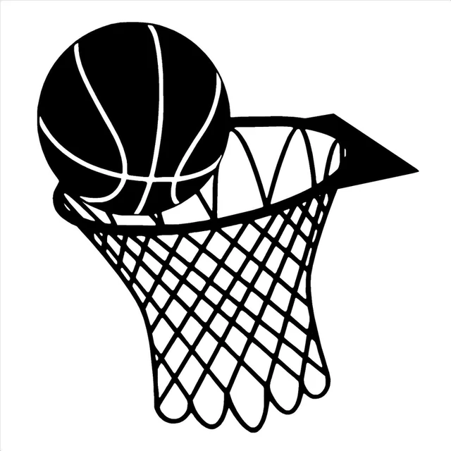 10 2cm 11cm basketball and net hoop car sticker vinyl black silver basket ball drawing