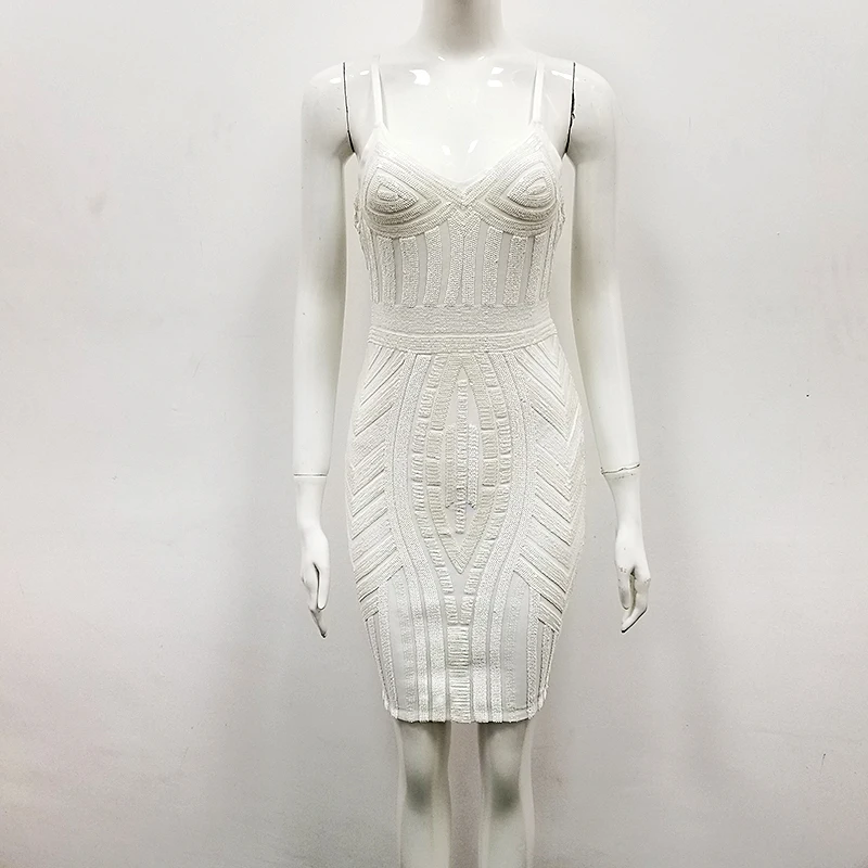 Летнее платье женские, сексуальные, прозрачные блёстки сетки белое Бандажное платье Дизайнер Bodycon Вечерние Платье Vestido