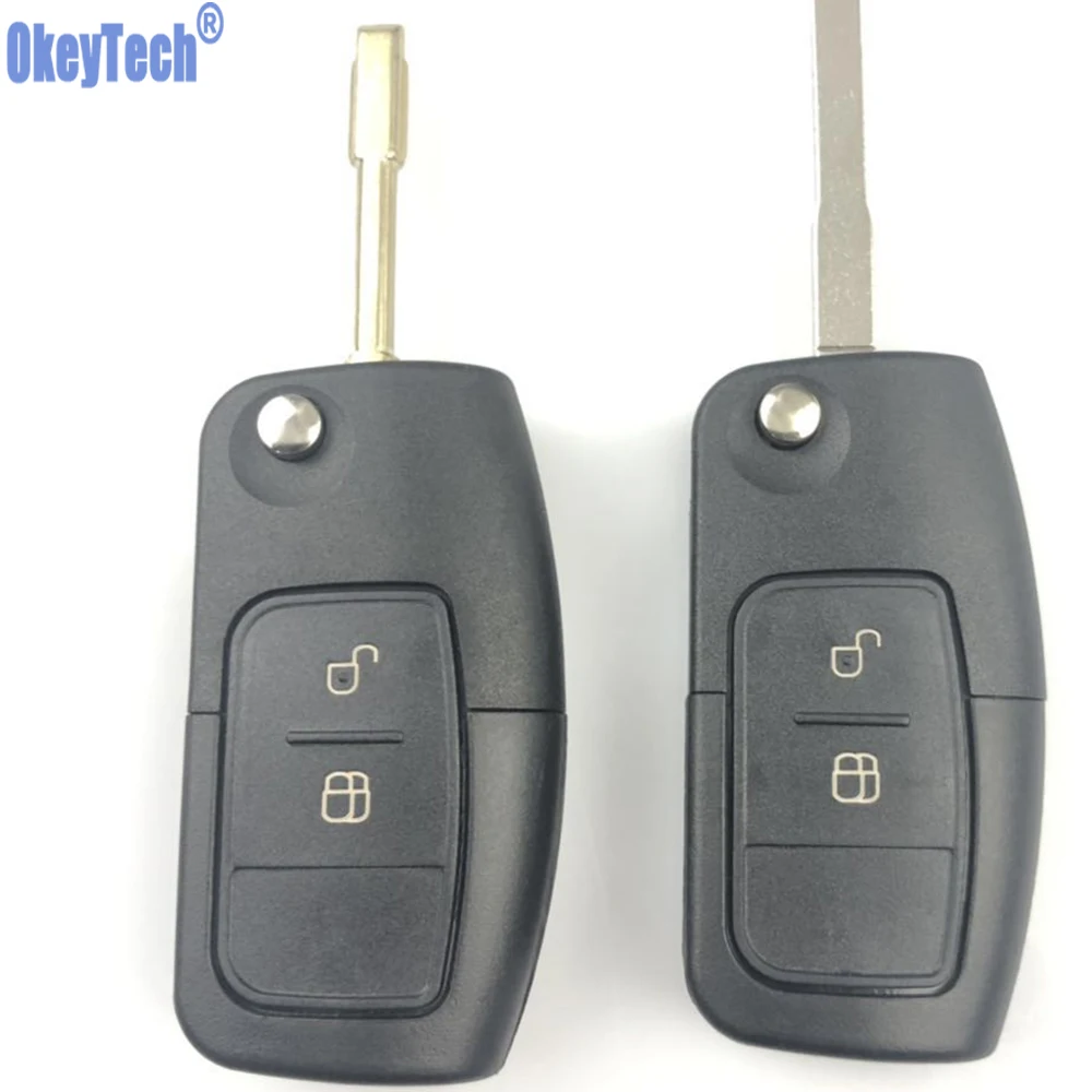 

OkeyTech for Ford for Focus Kuga Fiesta Mondeo Mk3 Mk4 C-max Escape 2 Button Flip Folding Remote Blank Car Key Cover Accessories