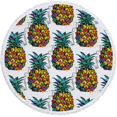 26 Colors 150cm Tassel Giant Beach Blanket Pineapple Printed Picnic Camping Mat Round Sandbeach Towel Cloth Pad Shawl Mattress - Цвет: 23