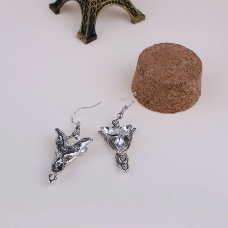 

New Fashion The Hobbit Arwen Evenstar Dangle earrings Lord Elf Princess Crystal Silver Drop Earrings Jewelry For Women wholesale