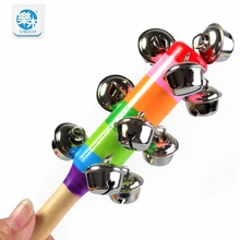 0-12 месяцев деревянные детские погремушки, игрушки для маленьких детей игрушка для Радуга Красочные развивающие ручка музыки игрушки