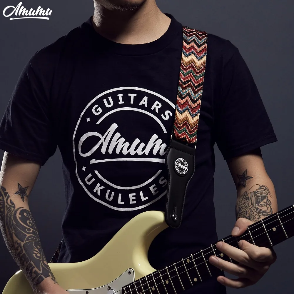 Amumu puro tejido de algodón correas de Guitarra de cuero popular eléctrica acústica Correa Guitarra Bass S585