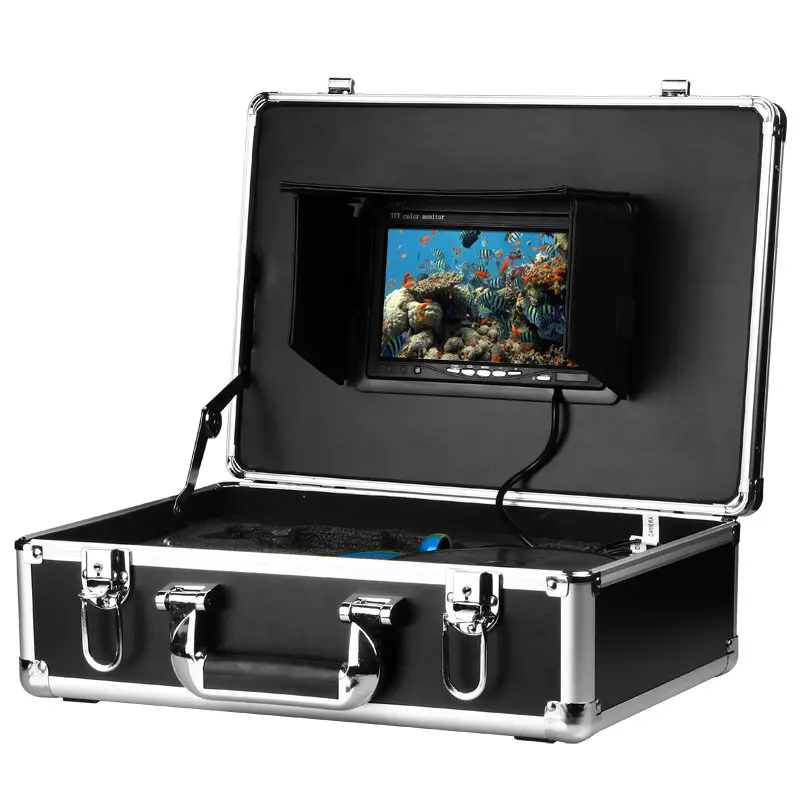 

PDDHKK 7"inch Color TFT Underwater Fish Finder Video Camera 20M 50M Cable Finshing Video Camera Kit With 2 White Lights Black