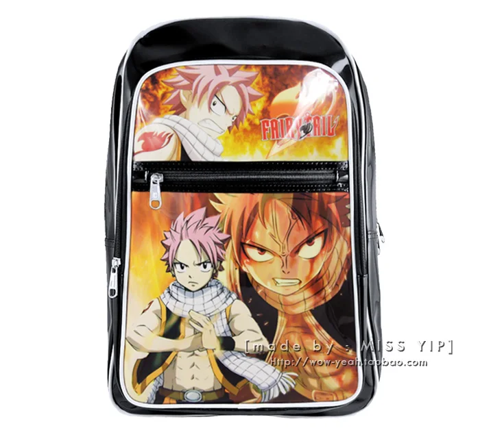 

Free shipping Japanese Hot Anime FAIRY TAIL logo printing man woman PU schoolbag Etherious Natsu Dragneel PU Backpacks