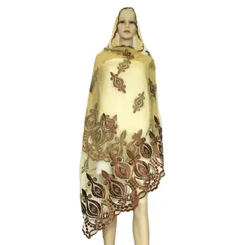 

New african scarfs muslim plain embroidery women big net scarf for shawls pashmina CL050
