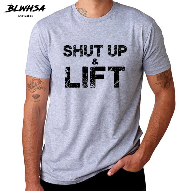 Модная футболка BLWHSA с надписью SHUT UP &amp LIFT для мужчин летняя хлопковая Футболка