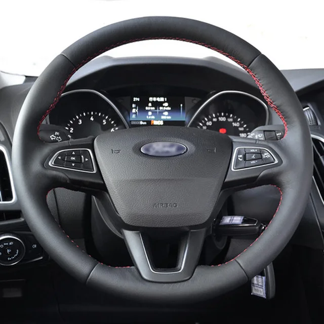 100 Genuine Leather Car Steering Wheel Cover for Ford Focus 2 3 2015