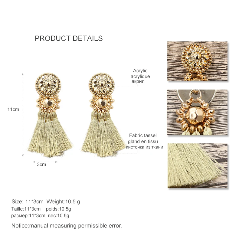 STRATHSPEY New Design Gold/Silver/Rose Gold/ Multi Colors Drop Earrings Bohemia Plastic Beads With Tassel Earrings for Women - Image 3