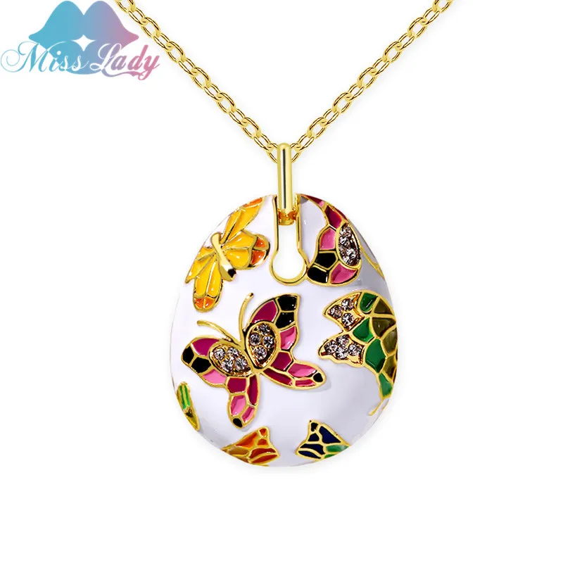 

Miss Lady New Fashion Alloy Enamel Necklace Jewelry Beautiful Butterfly Insect Necklace Pendant For Women Party MLYT3704