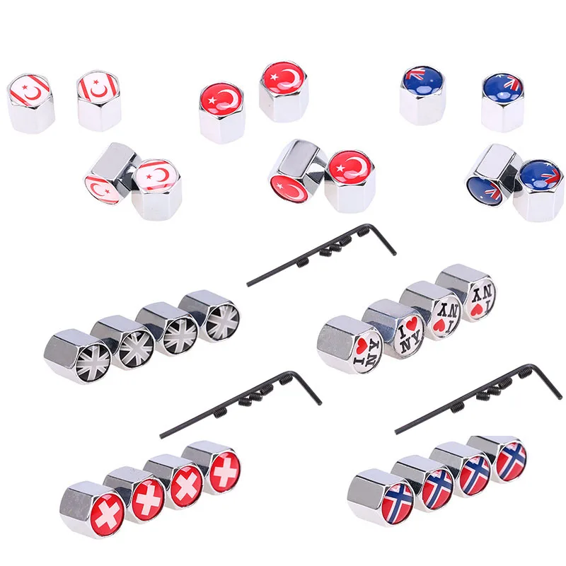 

POSSBAY Theftproof Auto Truck Vehicle Car Tire Valve Caps 7 Style 4Pcs/Set Stainless Steel Airtight Wheel Air Tires Stem Caps