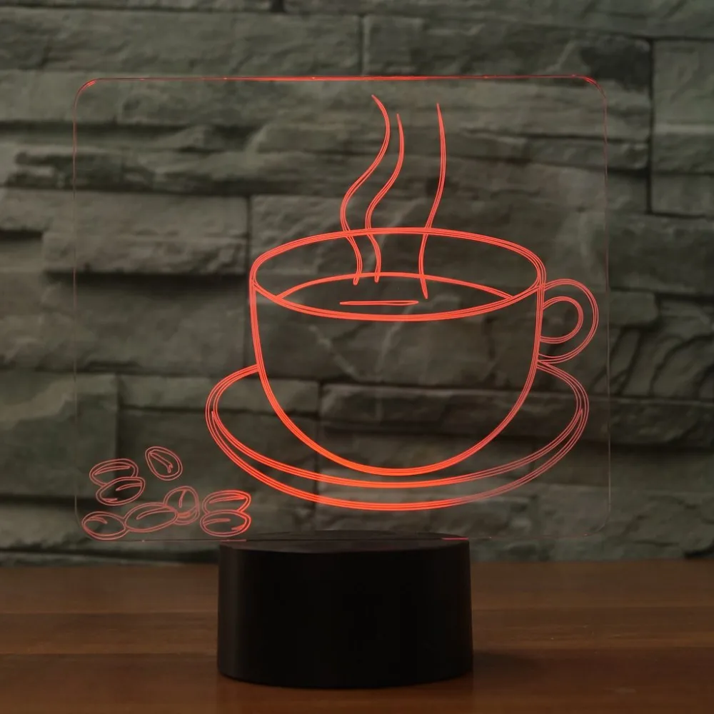 3D визуальная настольная лампа 7 цветов, меняющая горячее кофе, ночной Светильник СВЕТОДИОДНЫЙ прикроватный светильник, светильник для подарков, светильник для сна, декор для ресторана