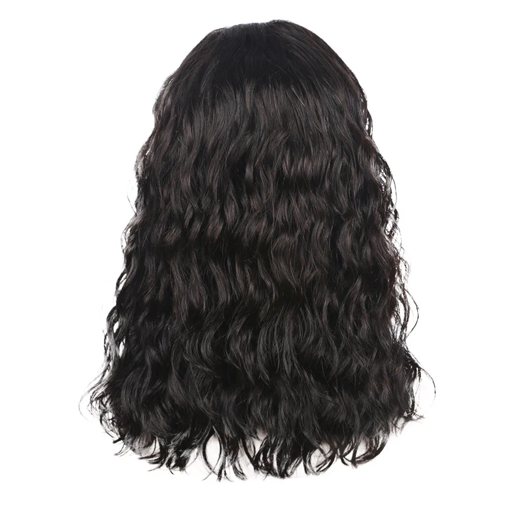 

Factory price 1pc Women Fashion Lady Black Short Bob Curly Lace Front Natural Wavy Curly Hair Synthetic Wigs Stand Mar14