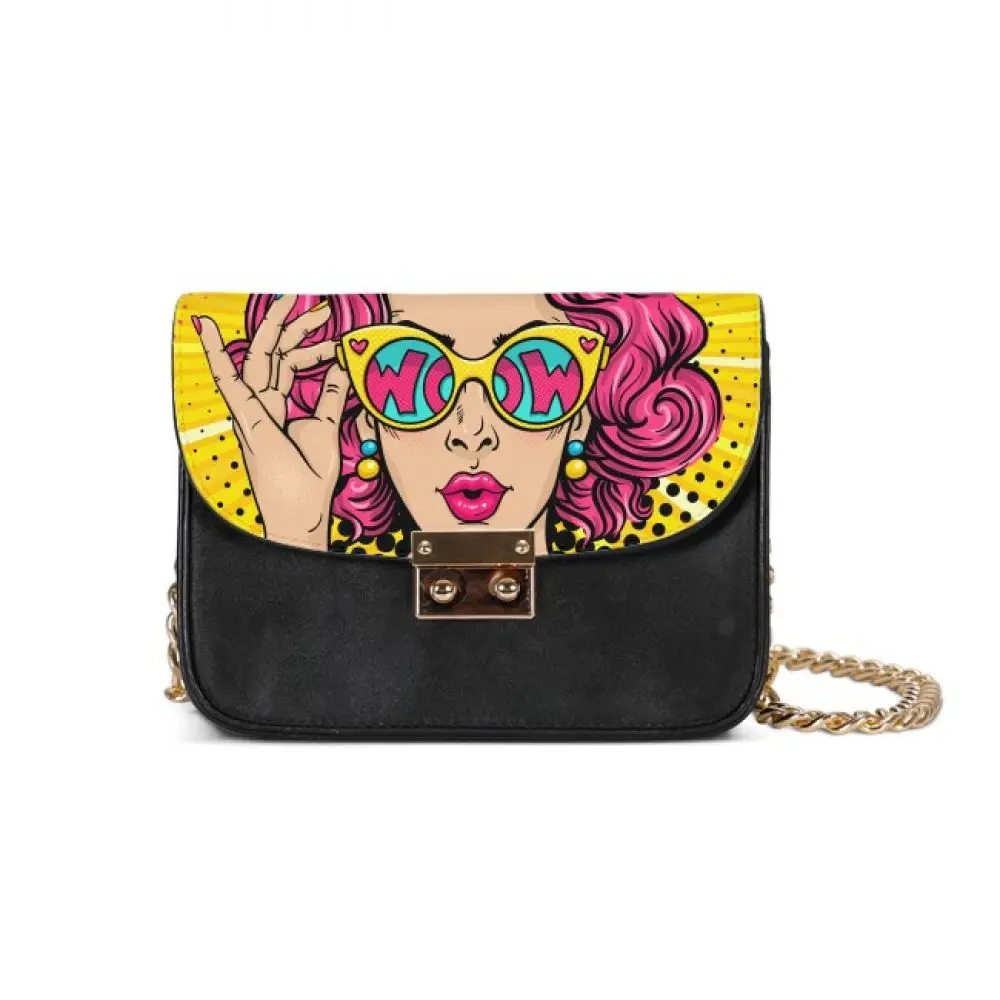 

VEEVANV Brand Design Sling Bags Women Fashion Luxury PU Leather Cool Girls Printing Chain Shoulder Bags Ladies Messenger Bag