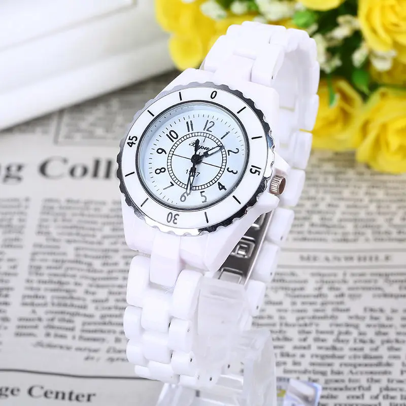 Luxury Brand New Womens White Ceramic Band Bracelet Watches Ladies