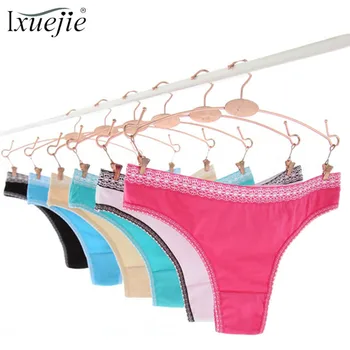 

Ixuejie 6pcs/lot M L XL Women Sexy G String Printed Fashion Breathable Underwear Cotton T Back Briefs