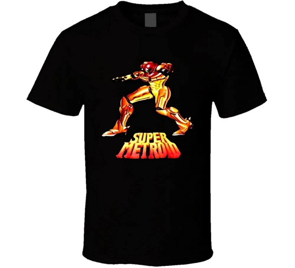 Новые 2017 мужская мода Super Metroid Snes Видео Игры Майка Хлопок Футболки С Коротким