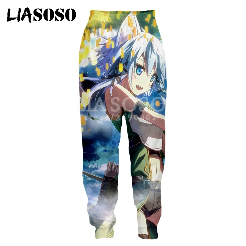 LIASOSO 3D принт унисекс Мужские Женские тренировочные брюки аниме SAO Sword Art онлайн Harajuku спортивные брюки повседневные брюки для пробежек X0719