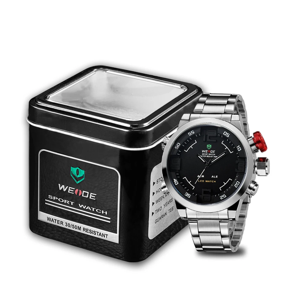 WEIDE мужские часы лучший бренд сигнализации роскошь Водонепроницаемый LED