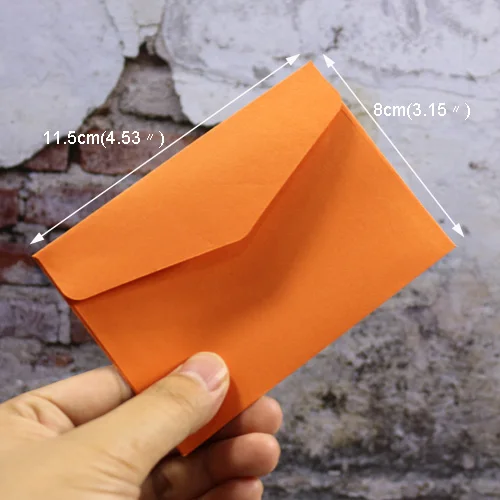 Маленькие бумажные конверты 10 шт 14 конфетных цветов открытка свадебный подарок пригласительный конверт офисный канцелярский бумажный пакет 11,5x8 см - Цвет: Orange
