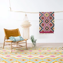 Индийский шерстяной ковер килим геометрический богемский индийский красный розовый плед полосатый современный дизайн в скандинавском стиле