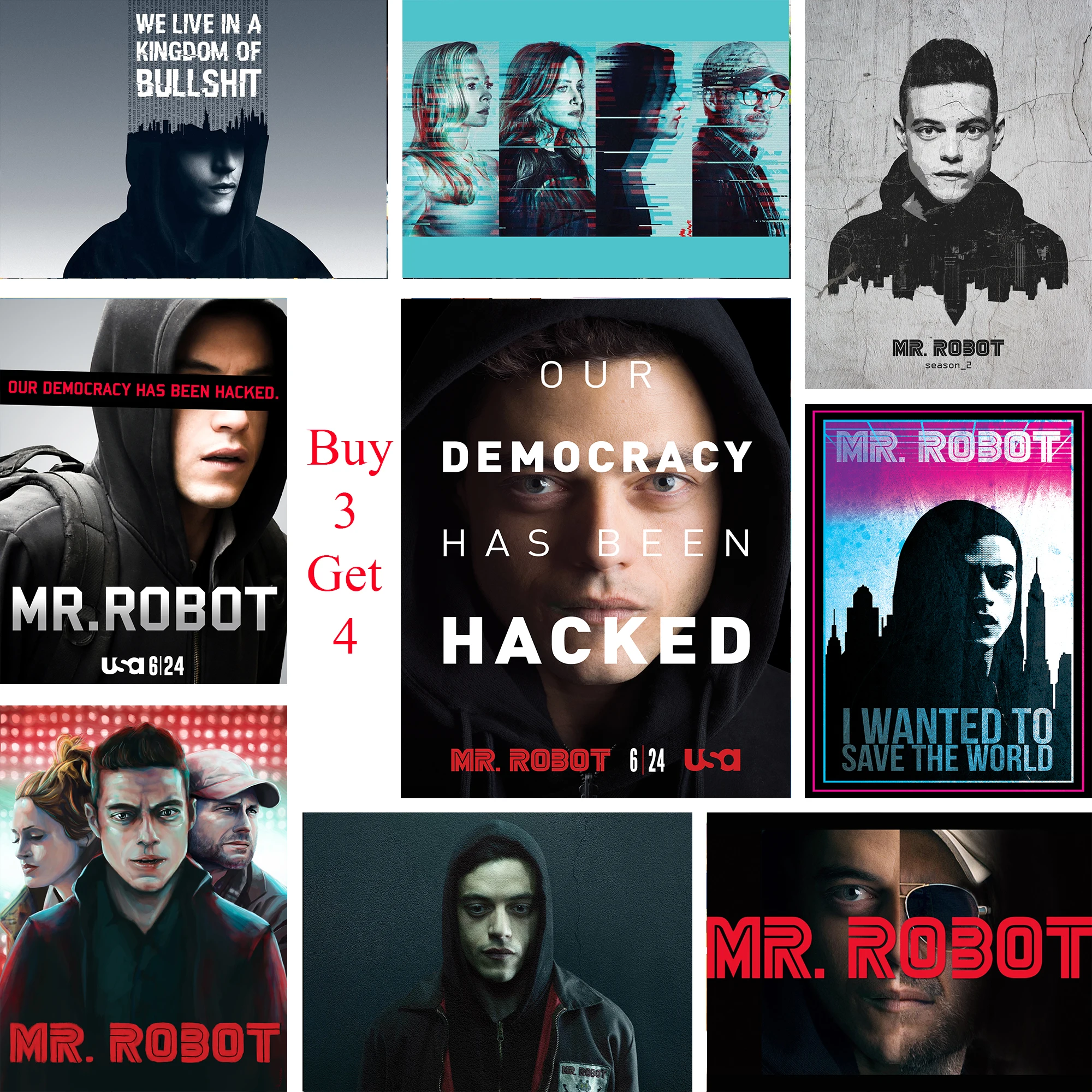 Постеры MR. ROBOT кино стикеры Настенные с белым покрытием бумажные принты украшение