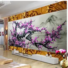 Украшение дома резьба по дереву границы снег Слива ТВ фон стены украшения живопись обои для живописи