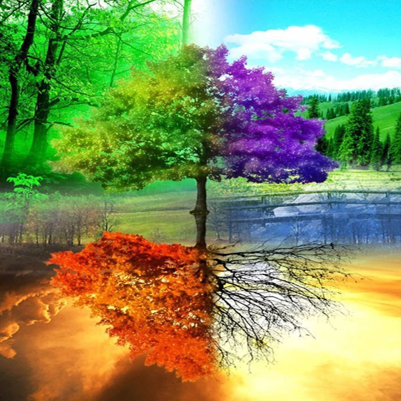 

100% Full DIY 5D Diamond Painting Seasons Tree Cross Stitch Daimond Embroidery Patterns rhinestones Diamond Mosaic Magic tree