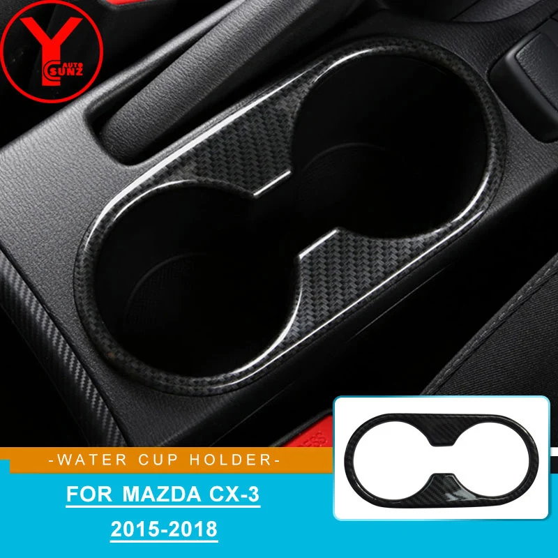 

Center Console Carbon Fibre Water Cup Holder Cover For mazda cx-3 cx3 2015 2016 2017 2018 Interior cars parts accessories YCSUNZ