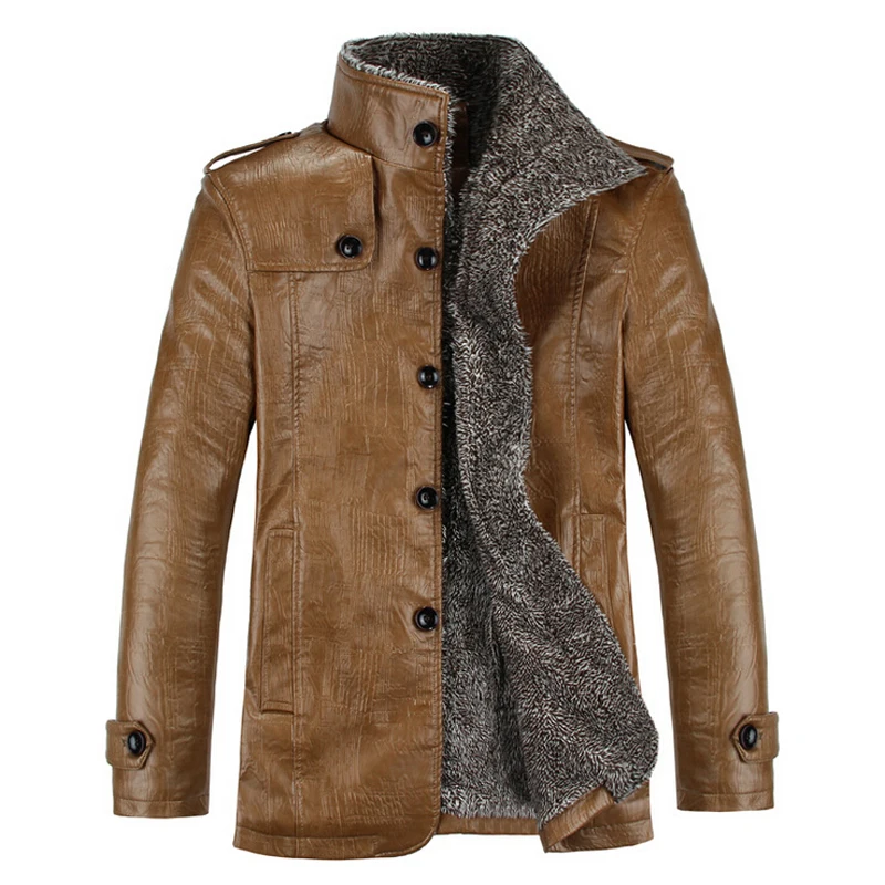 Мужская зимняя куртка из пу кожи с меховой подкладкой|leather jacket motorcycle|leather motorcycle
